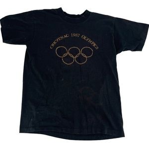 Vintage Olympics Shirt Boys Large Black‎ 1987 1980s Crkvenac Hef-T Single Stitch